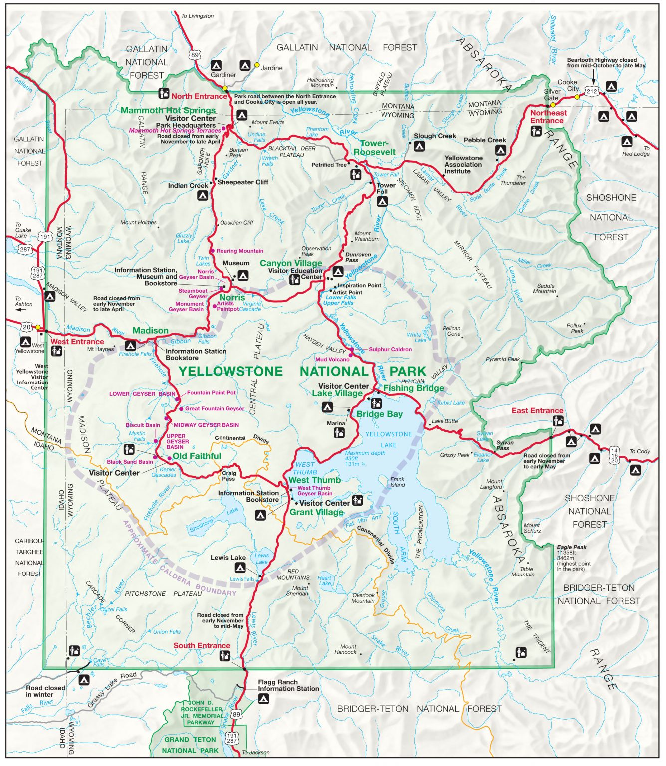 All Major Yellowstone National Park Trail Maps Trekt